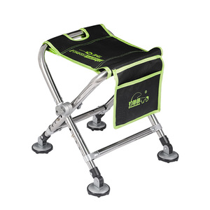 Diaohaha Mini Fishing Chair Stainless Steel Foldable <b>Portable</b> All Terrain Adjustable Fishing <b>Stool</b> - Product Image 1