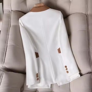 T0195 abito da ufficio doppiopetto da donna a maniche lunghe giacca con motivo solido - Product Image 3