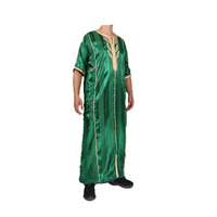 Thobe pour homme adulte à manches courtes, style marocain, en tissu brillant, Jalabiya, tenue musulmane africaine