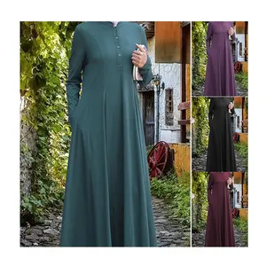 Plain Purple Color Custom OEM Long Burka Wholesale Muslim Wear Comfort Dubai Islamic Dress Ladies Abayas