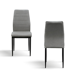 Juego de 4 sillas Giordana con tapicería de tela gris y base de metal para comedor interior - Product Image 2