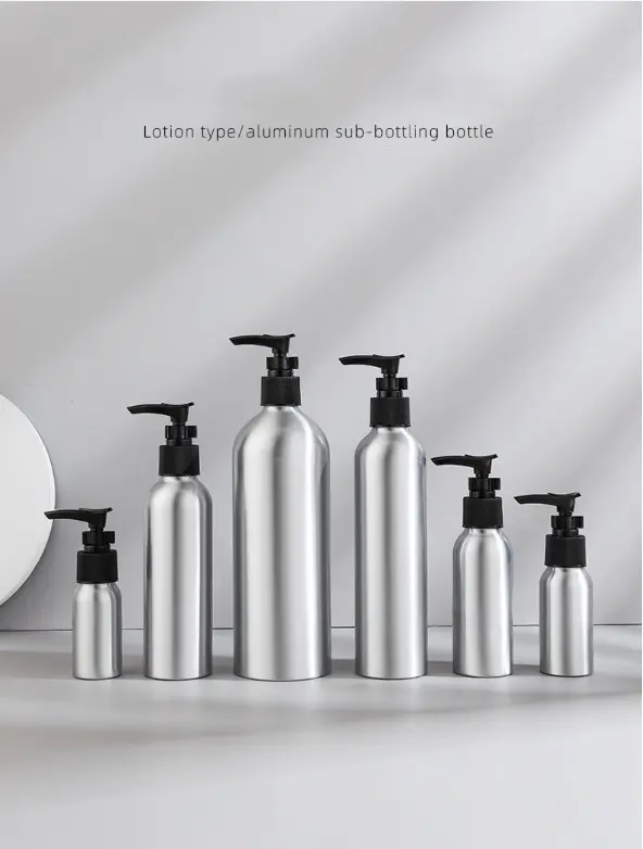 Verschillende Capaciteit Van Lotion Aluminium Fles Met Pomp 30Ml 50Ml 100Ml 150Ml 250Ml 500Ml