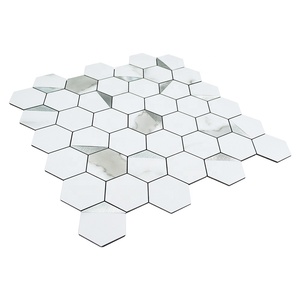 Mosaico <span class=keywords><strong>Hexagonal</strong></span> de Aluminio Blanco Mármol y Triángulos Dorados, Adhesivos de Aluminio para Colar y Pegar - Product Image 6