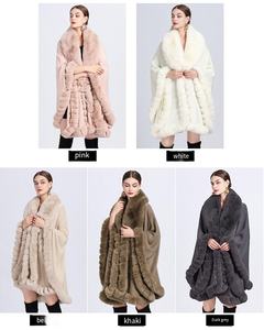 Cárdigan de Punto con Pelo de Conejo para Mujer, Chal Holgado y Cálido de Piel Sintética con Ribete de Pelo - Product Image 5