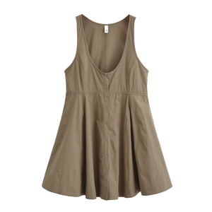 <span class=keywords><strong>Robe</strong></span> Courte Ajustée Minimaliste Sans Manches à Col U Uni pour <span class=keywords><strong>Femme</strong></span> 2026, Coupe Droite aux Lignes Épurées, OEM/ODM par Usine Chinoise - Product Image 1