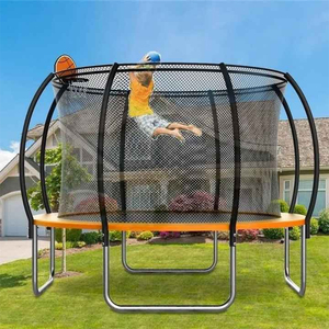 Trampolín Grande para Jardín al por Mayor con Marco <span class=keywords><strong>de</strong></span> Tubo Curvo, Red <span class=keywords><strong>de</strong></span> Seguridad y Canasta <span class=keywords><strong>de</strong></span> Baloncesto, Trampolín Recreativo para Niños al Aire Libre - Product Image 2