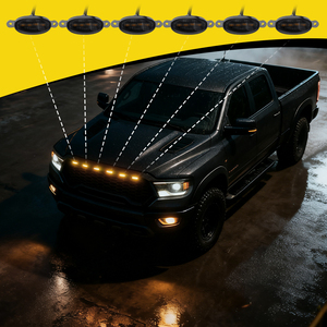Ensemble de 6 feux de calandre LED ambre pour pare-chocs avant, lentille fumée, universel pour voitures, camions et pick-up - Product Image 5