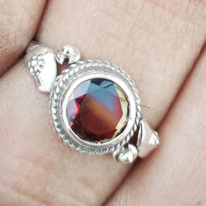 Anillo de piedras preciosas granate de Plata de Ley 925 natural, joyería hecha a medida para niñas, venta al por mayor, anillos de plata fina indios hechos a mano - Product Image 3