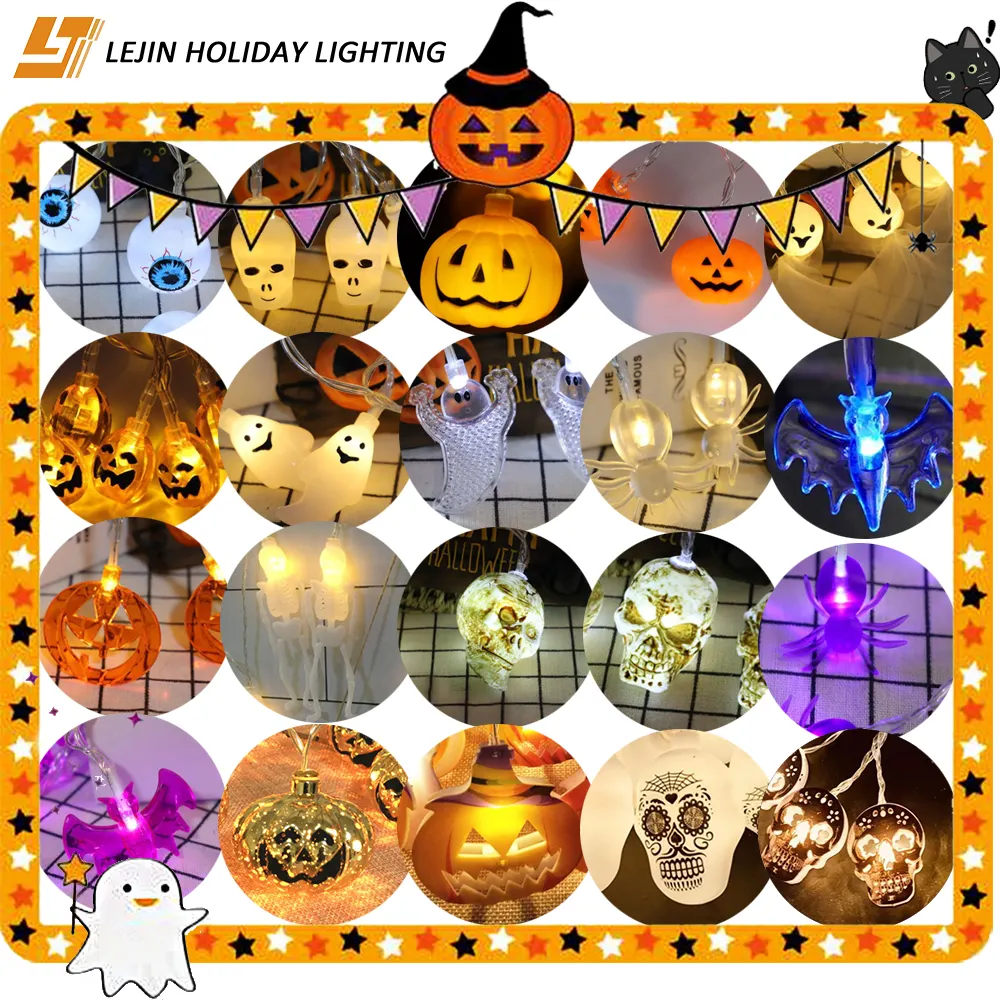 Colorful Halloween decoration spider string lights Battery Powered led halloween light
