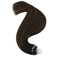 Extensions de cheveux humains brésiliens Remy lisses non traités à micro-anneaux, double épaisseur, 14-24 pouces, vente en gros