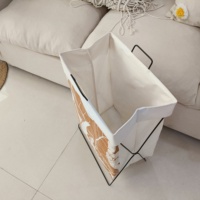 Panier à linge pliable et durable en métal imperméable et compact en coton et matière plastique