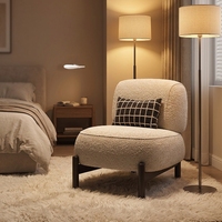 Fauteuil inclinable moderne pour une personne, dossier à molettes, tissu doux, marron foncé, pieds en bois, confortable pour la lecture et le salon