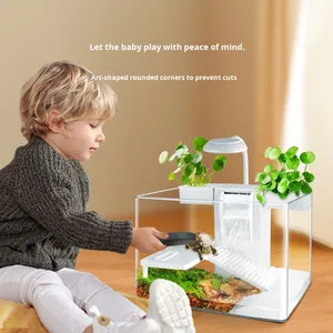 Kit d'<span class=keywords><strong>aquarium</strong></span> de bureau tout-en-un avec lumière, filtre, plateforme de bain de soleil pour tortues, petit <span class=keywords><strong>aquarium</strong></span> en plastique pour la décoration de la maison ou du bureau - Product Image 5