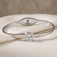 Bracelet Brillant Avec Diamant Synthétique De Laboratoire Femme Usage Quotidien Acier Inoxydable Or Rose 13019