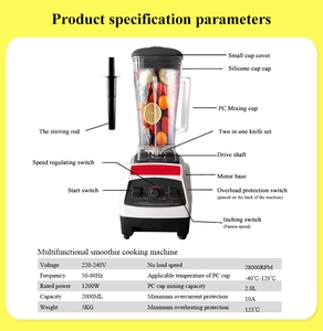 Trituradora de hielo automática de 110V/220V y licuadora mezcladora para uso doméstico y hotelero para cócteles y jugos - Product Image 4