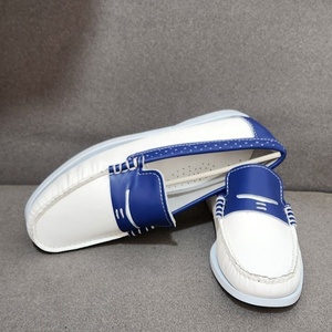 Mocasines Blancos y Azules de Alta Calidad, Hechos a Mano con Cuero Genuino Suave, Zapatos Náuticos Unisex para Conducir y Viajar, Bateaux Hommes - Product Image 6