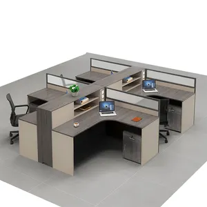 Simples escritório mesa 4 pessoas cubículo workstation design moderno madeira escritório mobiliário