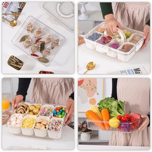 Kapaklı ve saplı bölünmüş servis tepsisi şeker meyve fındık aperatifler için plastik aperatif kutusu konteyner şeffaf organizatör - Product Image 5