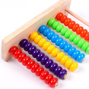 Jeu <span class=keywords><strong>de</strong></span> tri et d'empilage coloré avec perles, anneaux en bois, perles à compter, <span class=keywords><strong>boulier</strong></span> en bois, jouet mathématique pour le tri et l'association des couleurs - Product Image 5