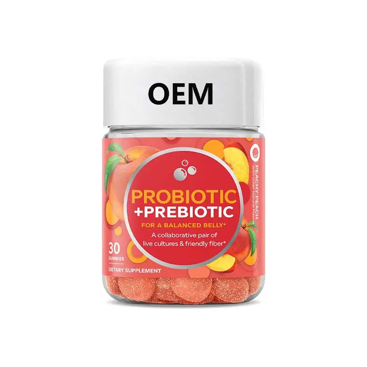 Nuovo arrivo vendita calda OEM probiotico + prebiotico Gummy supporto digestivo e salute dell'intestino 500 milioni di Fiber CFUs