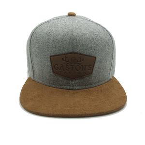 Chapeaux Snapback avec logo en cuir marron personnalisé <span class=keywords><strong>Casquette</strong></span> originale en <span class=keywords><strong>laine</strong></span> acrylique pour <span class=keywords><strong>homme</strong></span> - Product Image 1
