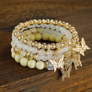 2026 New Bohemian Style Butterfly Crystal <strong>Beaded</strong> Multi-layer <strong>Bracelet</strong> Gold Alloy Women's <strong>Fashion</strong> Jewelry Wholesale Supplier - Product Image 1