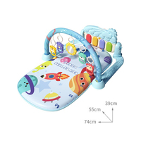 Tapis d'éveil musical pour bébé avec piano, motif fusée, jouets suspendus, hochets et anneaux de dentition pour le développement précoce