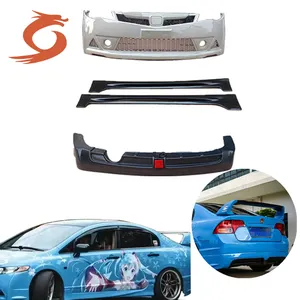 06-11 For Honda Civic Modified Big Surround Front Bumper Rr Rear Lip Side Skirt Tail Upgrade Assembly Kit