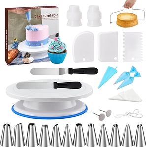 Kit de Decoración de Pasteles de 82 Piezas, Plato Giratorio Ecológico, Espátulas para Glaseado, Boquillas de Acero Inoxidable, <span class=keywords><strong>Nivelador</strong></span> de Pasteles, Raspadores - Product Image 1