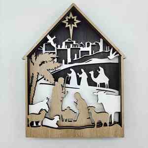 Adornos Navideños de Madera con Escena del Nacimiento de Jesús, Decoración Religiosa para Mesa, Decoración Festiva para el Hogar - Product Image 2