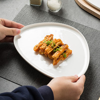 Assiette de présentation en céramique écologique, forme irrégulière, couleur blanc mat givré, pour steak, pâtes, sushi, vente chaude