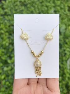 مجوهرات للنساء مطلية بالذهب عيار 18 قيراط مجموعات هدايا للنساء أقراط ومجموعة قذائف المحيط الفاخرة بدون رقبة - Product Image 3