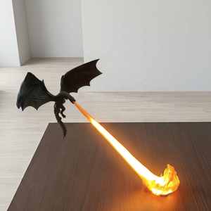 3D-Gedruckter Drachen-Flammen-Buchständer Leuchtende Feuer-Speiende Drachenskulptur mit LED-Licht Fantasy-Regaldekoration Heimdekoration - Product Image 1