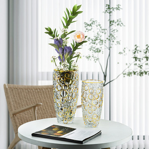 Nordic Modern Vintage <strong>Light</strong> Transparent Crystal Glass Eco-friendly Handmade Custom Size Gold Luxury Table <strong>Vase</strong> <strong>for</strong> Home Wedding - Product Image 2