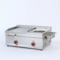 Gril à gaz GPL/GNL en acier inoxydable à double zone de contrôle, économe en énergie, pour friture de steaks commerciale, rôtissage et machine à nouilles froides