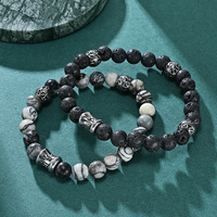 Collier en acier inoxydable avec mantra national à six mots, porte-bonheur unisexe, perles vintage, OPJ AS-SL-040, cadeau