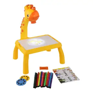 Table à dessin artistique avec projecteur Montessori pour enfants table à dessin avec projection de girafe table d'apprentissage pour enfants