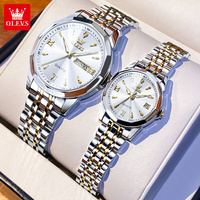 OLEVS 9998 Montre de Couple de Luxe pour Hommes et Femmes, Montre à Quartz avec Double Calendrier, Étanche, Coffret Cadeau de Montres pour Couple