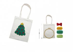 Kit de couture éducatif DIY pour sac fourre-tout en toile à broder au poinçon, motif sapin de Noël mignon, idéal pour cadeau de Noël, marque <span class=keywords><strong>VOSAN</strong></span> - Product Image 3