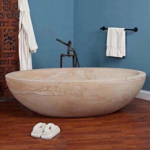 Grande baignoire de trempage 16 cm en marbre naturel, pierre sculptée à la main, baignoire d'eau autoportante, pour salle de bains, vente - Product Image 4