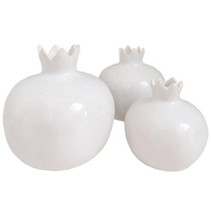 Jarrón Decorativo Multifuncional Personalizado para el Hogar, de Cerámica Roja, Blanca y Turquesa, con Forma de Fruta de Granada, Portavelas Votivas - Product Image 4