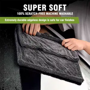 Large Premium Microfiber Drying Towel 1400 GSM Edgeless Twisted Loop Design One-Pass Drying For Cars Trucks And Home