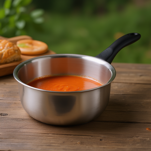 Pentola per salse in acciaio inossidabile con manico nero da 1,5 litri per cucinare e preparare salse - Product Image 3