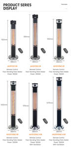 Control remoto 3 configuraciones de potencia IP55 carcasa de aleación de aluminio exterior fibra de carbono calefacción suelo de pie Patio calentador eléctrico al por mayor de productos almacenados - Product Image 5