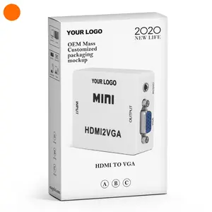 OEM Hdmi2Vga适配器迷你白盒，HDMI至VGA转换器1080P音频视频信号输出HDMI至Vga用于电视机顶盒
