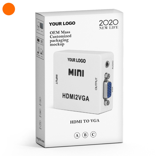 OEM Hdmi2Vga Adaptor Mini White Box, HDMI to VGA Converter 1080P Audio Video Signal Output HDMI to Vga for TV Set-top Boxes