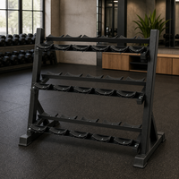 Support pliable en métal pour haltères, cadre en acier pour usage domestique, grand support de rangement multifonctionnel pour haltères et kettlebells, trois niveaux