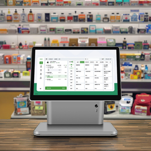 Mới nhất 15.6 ''Win 10/11 All-in-One <span class=keywords><strong>POS</strong></span> thiết bị đầu cuối <span class=keywords><strong>POS</strong></span> máy màn hình kép thanh toán kiốt NFC tiền mặt đăng ký Hệ thống thanh toán thiết bị đầu cuối - Product Image 1