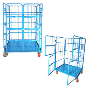 รถเข็นล้อเลื่อนสี่ล้อสำหรับงานหนักรถเข็นกรงม้วนตาข่ายเหล็กสำหรับจัดเก็บใช้ในอุตสาหกรรมสำหรับคลังสินค้าในซูเปอร์มาร์เก็ต - Product Image 1
