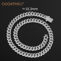 OUGEPHELI Collier chaîne maille cubaine en moissanite taille brillant, plaqué or rose, argent sterling S925, style hip-hop unisexe, troisième